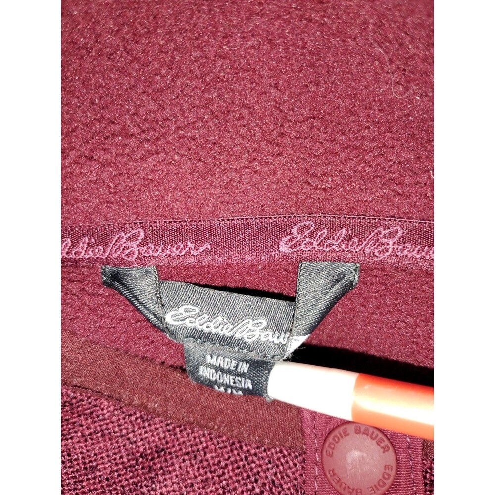 EDDIE BAUER 1/4 Snap Pullover Sweater Mens M Tawny Port Fleece Knit Outdoor NWT - Picture 3 of 5
